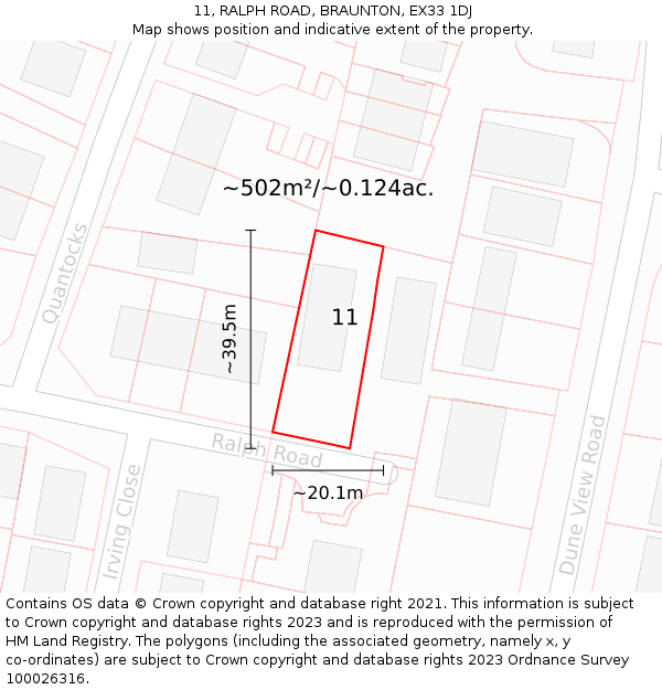 11, RALPH ROAD, BRAUNTON, EX33 1DJ: Plot and title map