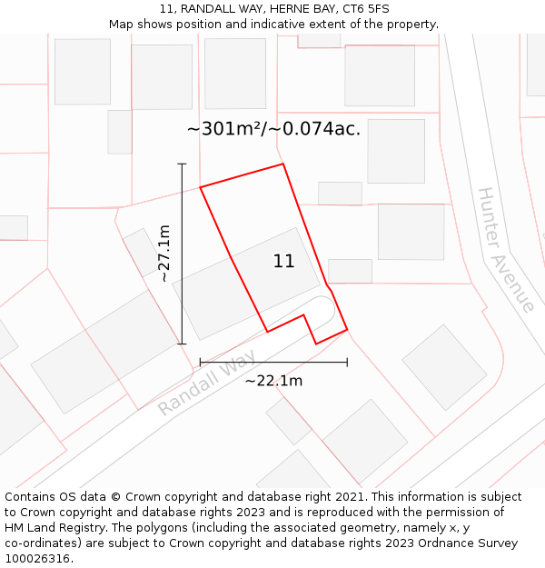 11, RANDALL WAY, HERNE BAY, CT6 5FS: Plot and title map