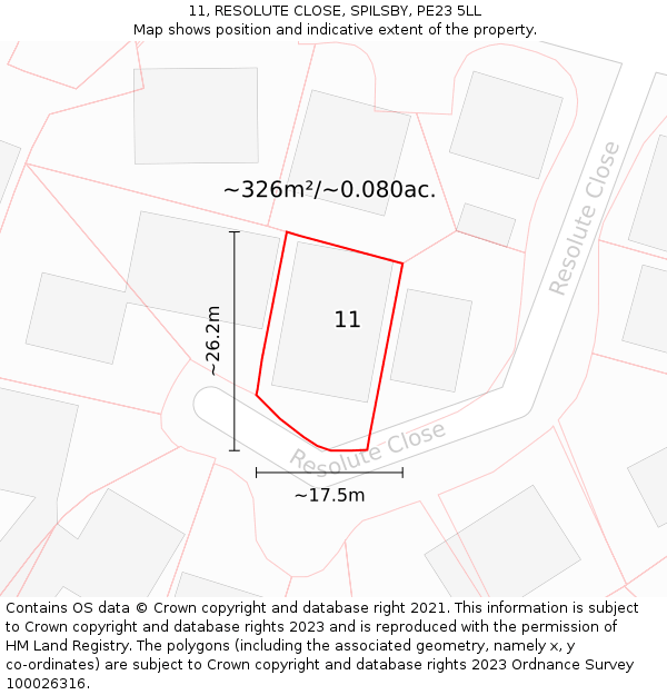 11, RESOLUTE CLOSE, SPILSBY, PE23 5LL: Plot and title map