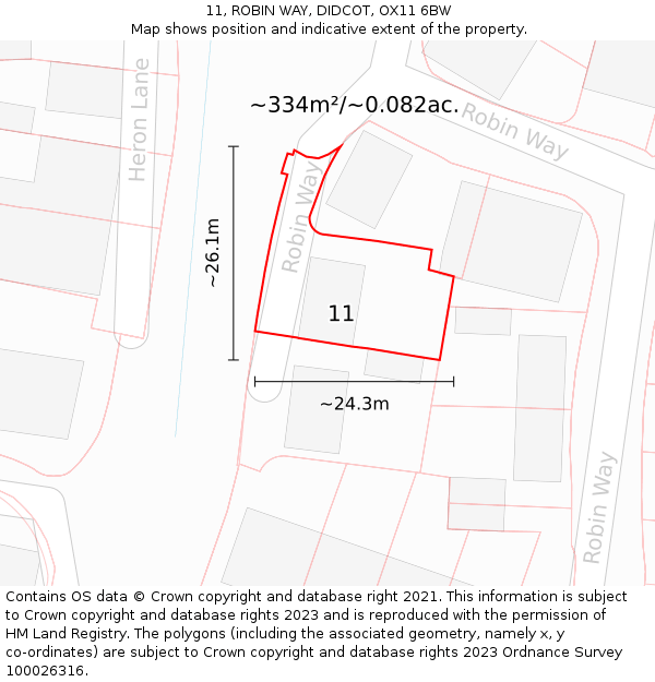 11, ROBIN WAY, DIDCOT, OX11 6BW: Plot and title map