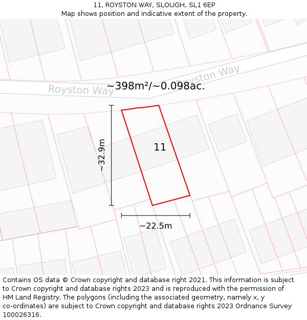 11, ROYSTON WAY, SLOUGH, SL1 6EP: Plot and title map