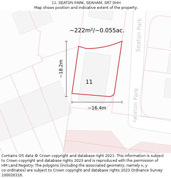 11, SEATON PARK, SEAHAM, SR7 0HH: Plot and title map