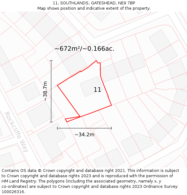 11, SOUTHLANDS, GATESHEAD, NE9 7BP: Plot and title map