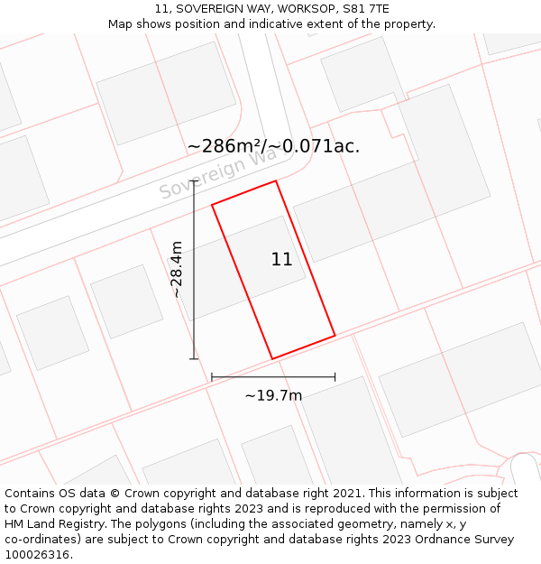 11, SOVEREIGN WAY, WORKSOP, S81 7TE: Plot and title map