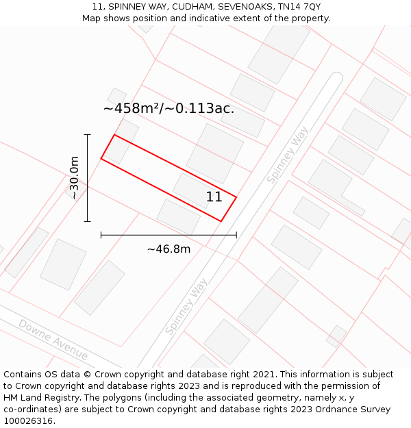 11, SPINNEY WAY, CUDHAM, SEVENOAKS, TN14 7QY: Plot and title map