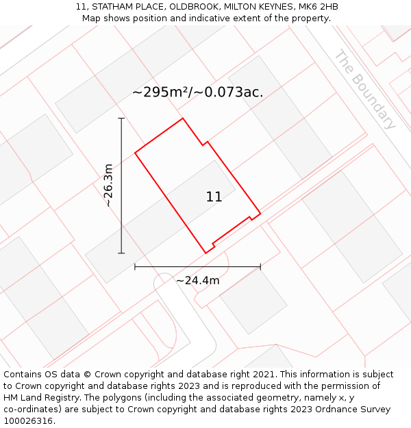 11, STATHAM PLACE, OLDBROOK, MILTON KEYNES, MK6 2HB: Plot and title map