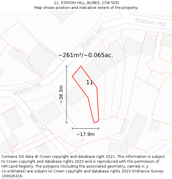 11, STATION HILL, BURES, CO8 5DD: Plot and title map