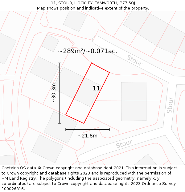 11, STOUR, HOCKLEY, TAMWORTH, B77 5QJ: Plot and title map