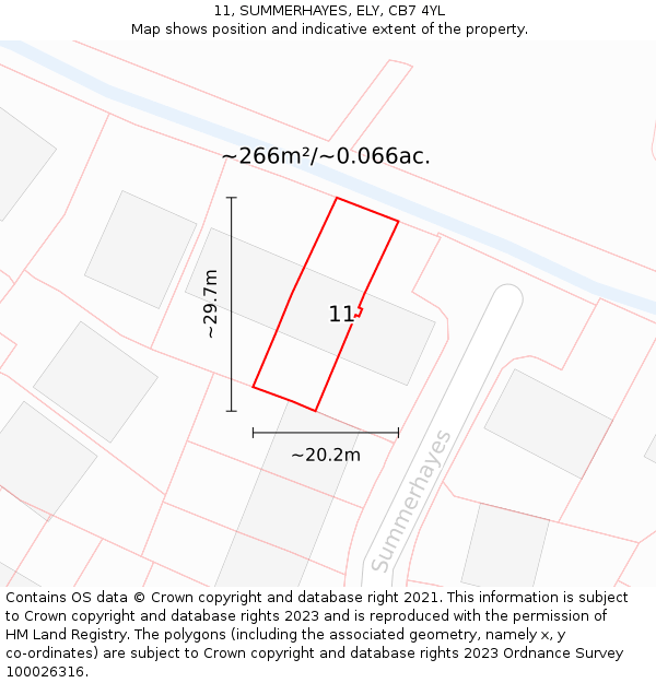 11, SUMMERHAYES, ELY, CB7 4YL: Plot and title map