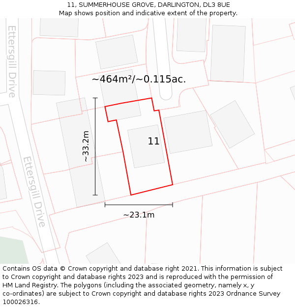 11, SUMMERHOUSE GROVE, DARLINGTON, DL3 8UE: Plot and title map