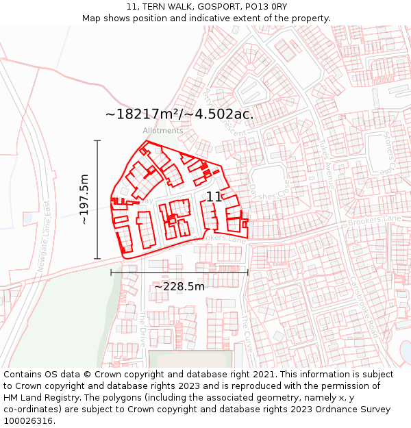 11, TERN WALK, GOSPORT, PO13 0RY: Plot and title map