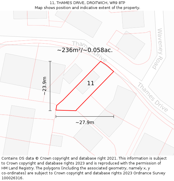 11, THAMES DRIVE, DROITWICH, WR9 8TP: Plot and title map