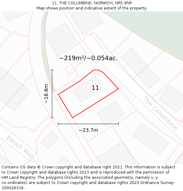 11, THE COLUMBINE, NORWICH, NR5 9NP: Plot and title map