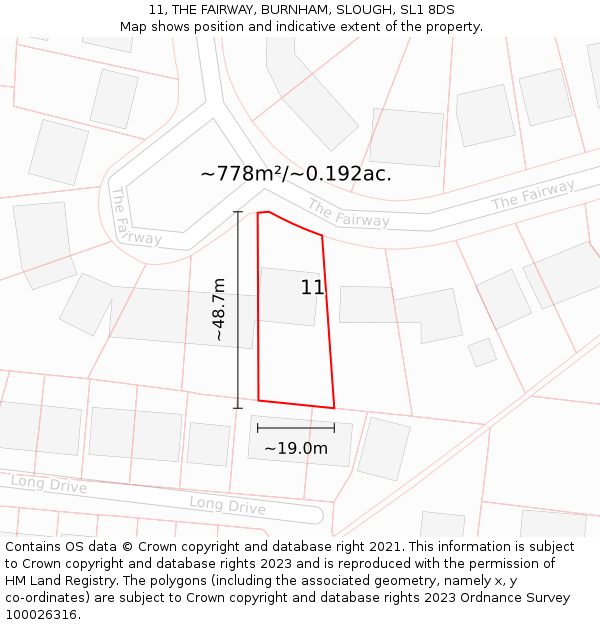 11, THE FAIRWAY, BURNHAM, SLOUGH, SL1 8DS: Plot and title map