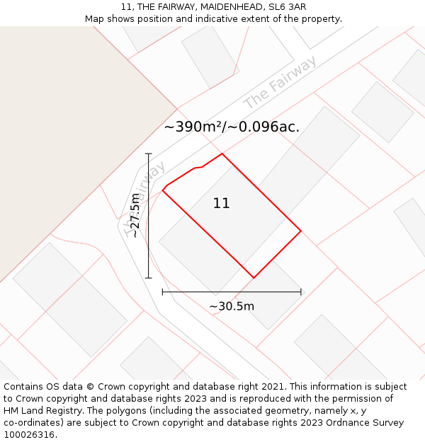 11, THE FAIRWAY, MAIDENHEAD, SL6 3AR: Plot and title map