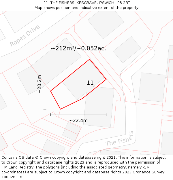 11, THE FISHERS, KESGRAVE, IPSWICH, IP5 2BT: Plot and title map