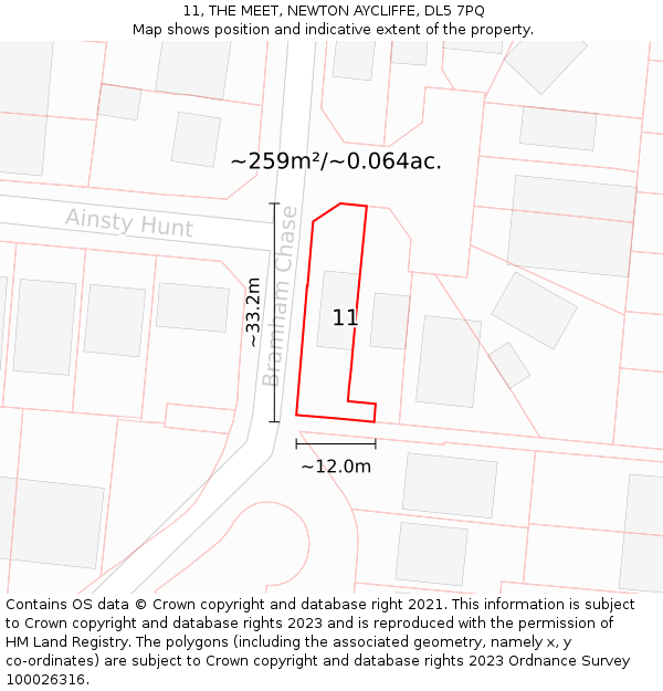 11, THE MEET, NEWTON AYCLIFFE, DL5 7PQ: Plot and title map