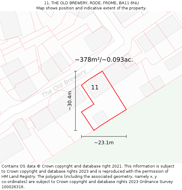 11, THE OLD BREWERY, RODE, FROME, BA11 6NU: Plot and title map