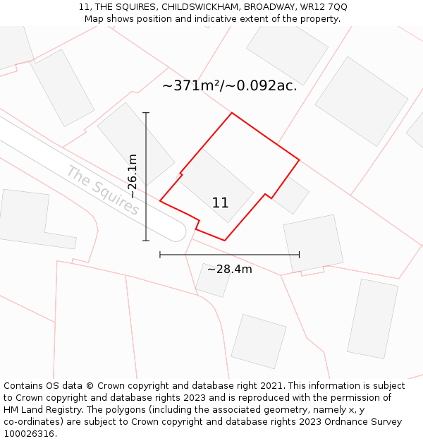 11, THE SQUIRES, CHILDSWICKHAM, BROADWAY, WR12 7QQ: Plot and title map