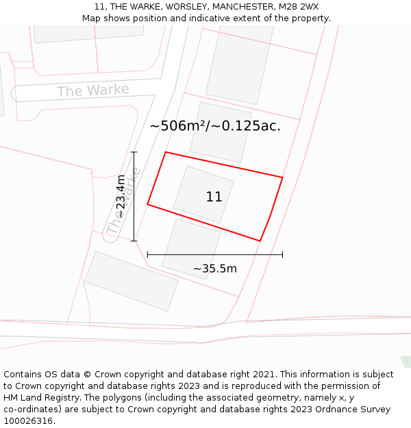 11, THE WARKE, WORSLEY, MANCHESTER, M28 2WX: Plot and title map