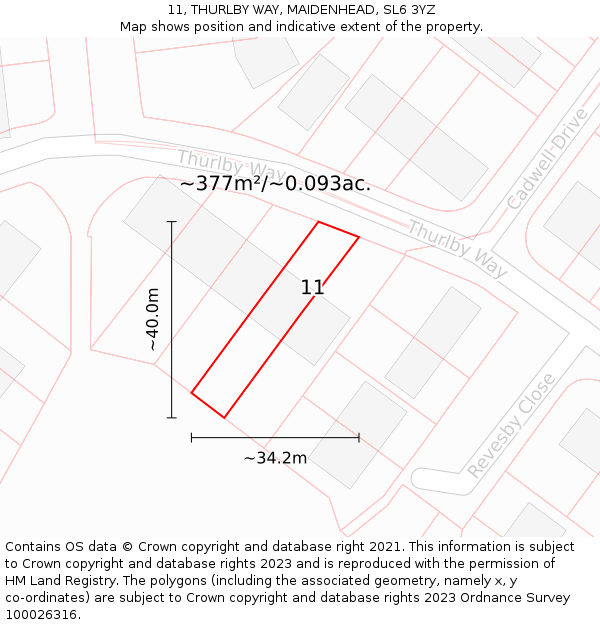 11, THURLBY WAY, MAIDENHEAD, SL6 3YZ: Plot and title map