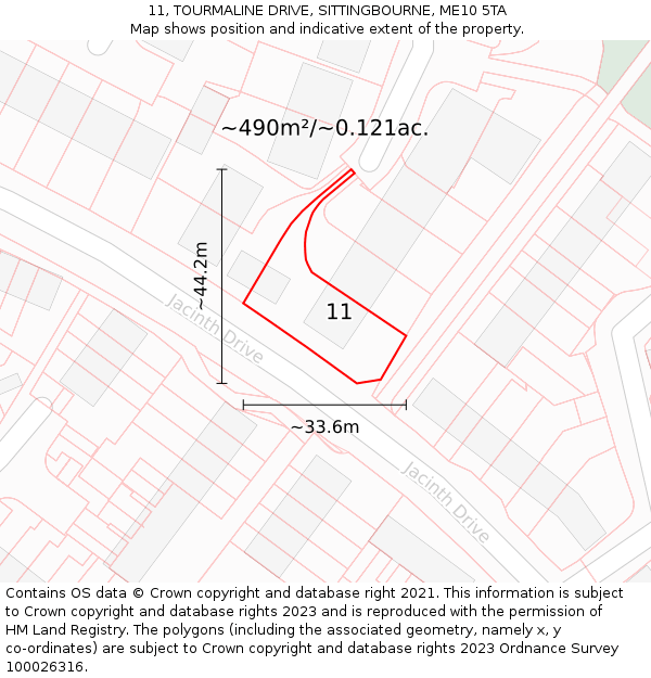 11, TOURMALINE DRIVE, SITTINGBOURNE, ME10 5TA: Plot and title map