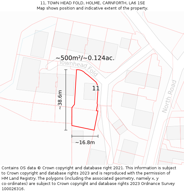 11, TOWN HEAD FOLD, HOLME, CARNFORTH, LA6 1SE: Plot and title map