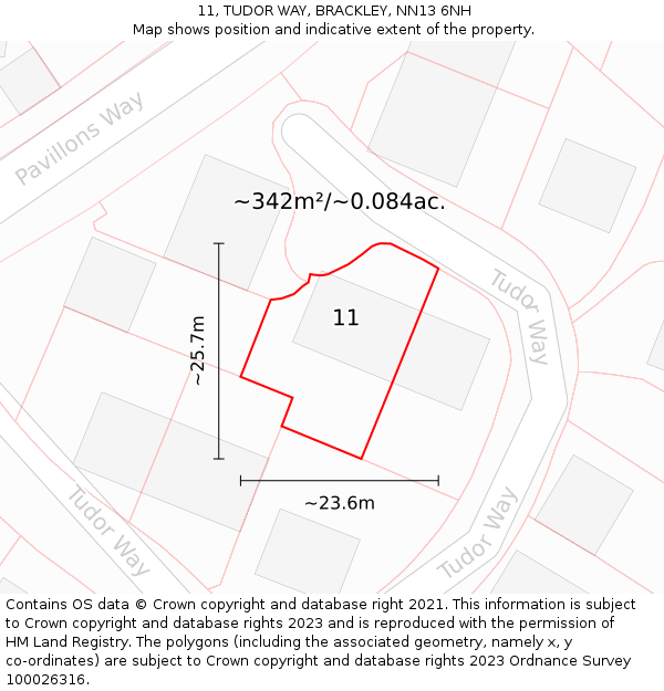 11, TUDOR WAY, BRACKLEY, NN13 6NH: Plot and title map