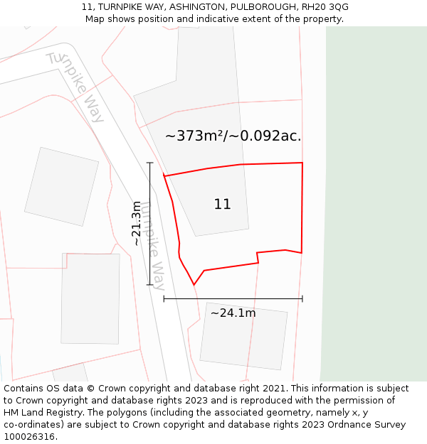 11, TURNPIKE WAY, ASHINGTON, PULBOROUGH, RH20 3QG: Plot and title map