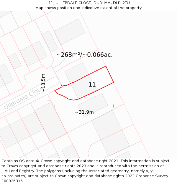 11, ULLERDALE CLOSE, DURHAM, DH1 2TU: Plot and title map