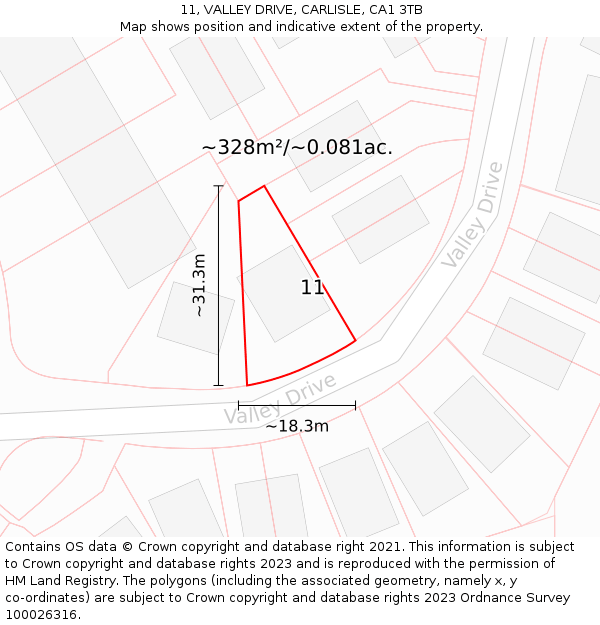 11, VALLEY DRIVE, CARLISLE, CA1 3TB: Plot and title map