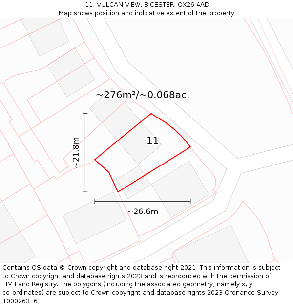 11, VULCAN VIEW, BICESTER, OX26 4AD: Plot and title map