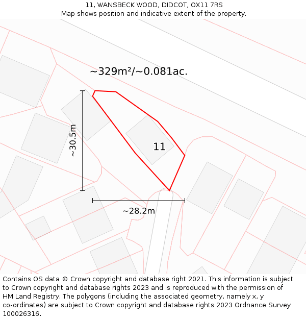 11, WANSBECK WOOD, DIDCOT, OX11 7RS: Plot and title map