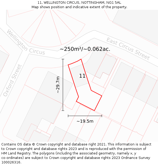11, WELLINGTON CIRCUS, NOTTINGHAM, NG1 5AL: Plot and title map