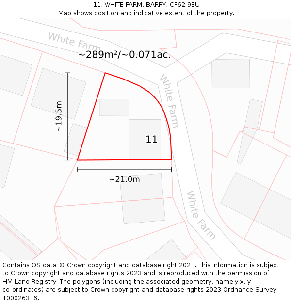 11, WHITE FARM, BARRY, CF62 9EU: Plot and title map