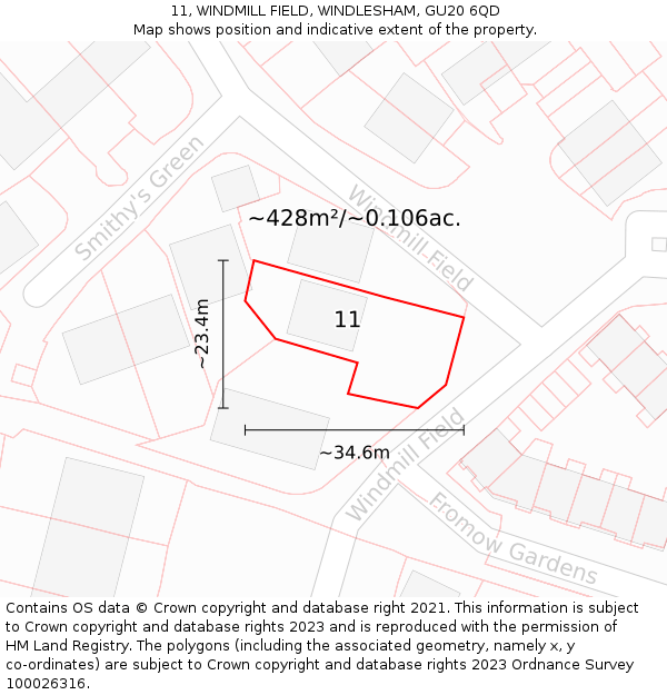 11, WINDMILL FIELD, WINDLESHAM, GU20 6QD: Plot and title map