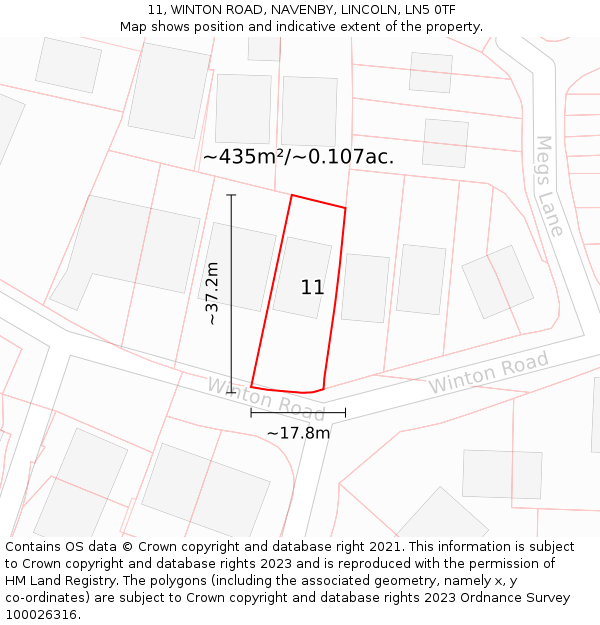 11, WINTON ROAD, NAVENBY, LINCOLN, LN5 0TF: Plot and title map