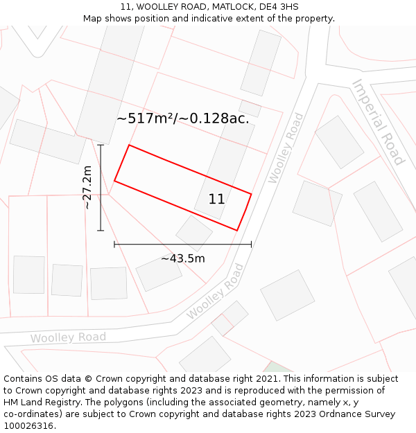 11, WOOLLEY ROAD, MATLOCK, DE4 3HS: Plot and title map