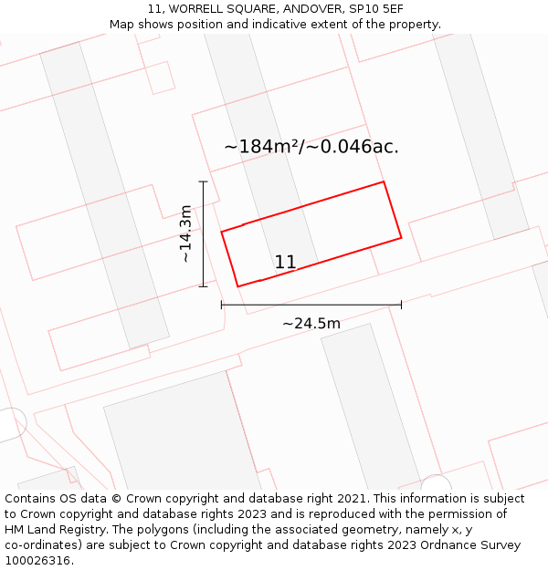 11, WORRELL SQUARE, ANDOVER, SP10 5EF: Plot and title map