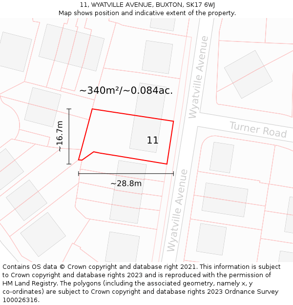 11, WYATVILLE AVENUE, BUXTON, SK17 6WJ: Plot and title map