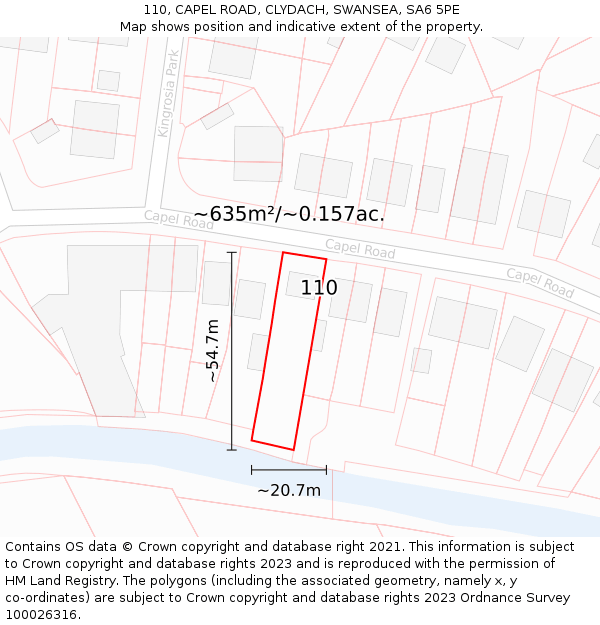 110, CAPEL ROAD, CLYDACH, SWANSEA, SA6 5PE: Plot and title map