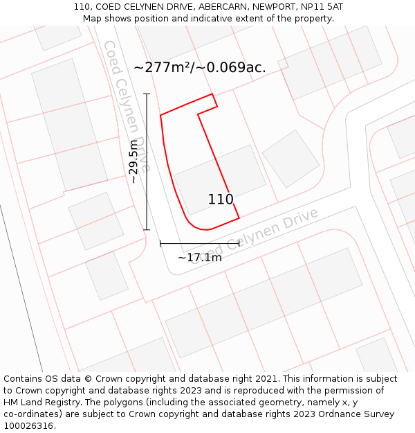 110, COED CELYNEN DRIVE, ABERCARN, NEWPORT, NP11 5AT: Plot and title map
