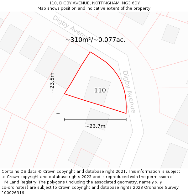 110, DIGBY AVENUE, NOTTINGHAM, NG3 6DY: Plot and title map