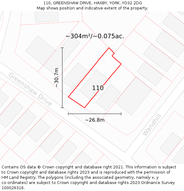 110, GREENSHAW DRIVE, HAXBY, YORK, YO32 2DG: Plot and title map
