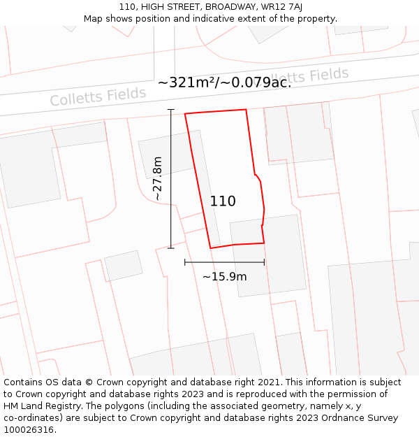 110, HIGH STREET, BROADWAY, WR12 7AJ: Plot and title map