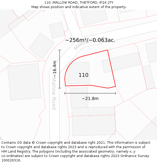 110, MALLOW ROAD, THETFORD, IP24 2TY: Plot and title map