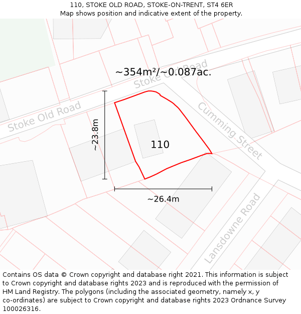 110, STOKE OLD ROAD, STOKE-ON-TRENT, ST4 6ER: Plot and title map