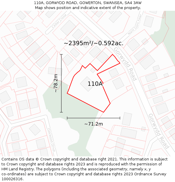 110A, GORWYDD ROAD, GOWERTON, SWANSEA, SA4 3AW: Plot and title map