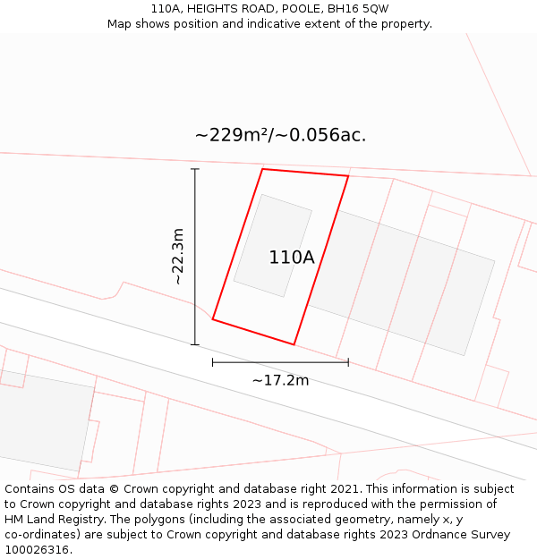 110A, HEIGHTS ROAD, POOLE, BH16 5QW: Plot and title map