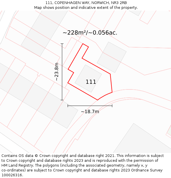 111, COPENHAGEN WAY, NORWICH, NR3 2RB: Plot and title map
